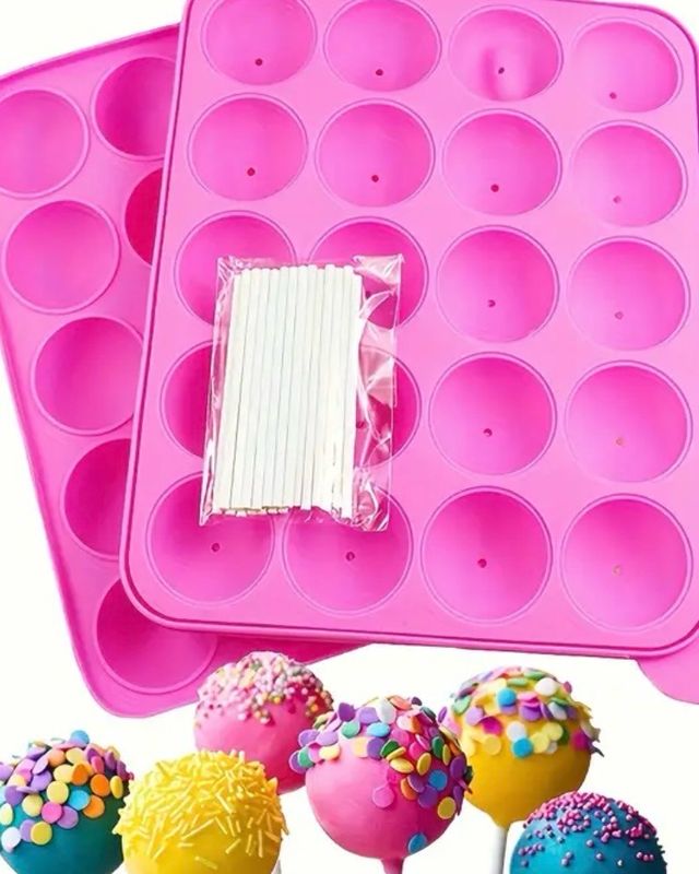 20 hole silicone lollipop mold with 20 sticks - perfect for cake sticks, chocolate and candy baking, chocolate molds