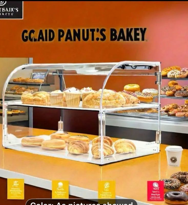 Acrylic cake display, Rear Serving, No Touch, Flat Shelf, 2- Tier Countertop Bakery Display with Rear Door Access Removable Shelves for Edible Cups And Related Food Items Acrylic cake display, Rear Serving, No Touch, Flat Shelf, 2- Tier Countertop Bakery Display with Rear Door Access Removable Shelves for Edible Cups And Related Food Items