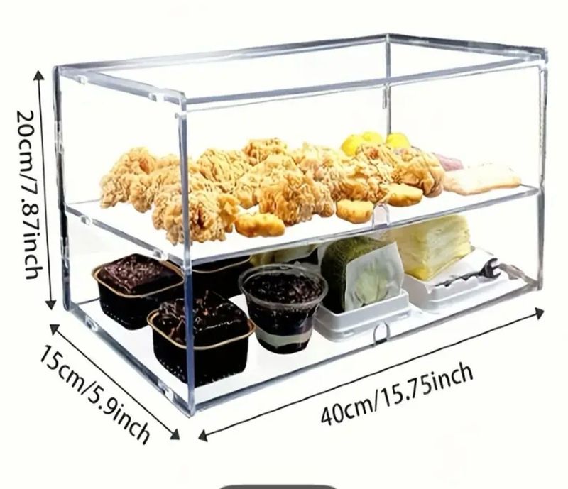 Acrylic 2 Tier Pastry Display Case Transparent Bakery Display Case Cabinet Edible cup And Related Foods Show Case Acrylic Bakery Display Cabinet-Foodservice tools and cutlery Acrylic 2 Tier Pastry Display Case Transparent Bakery Display Case Cabinet Edible cup And Related Foods Show Case Acrylic Bakery Display Cabinet-Foodservice tools and cutlery