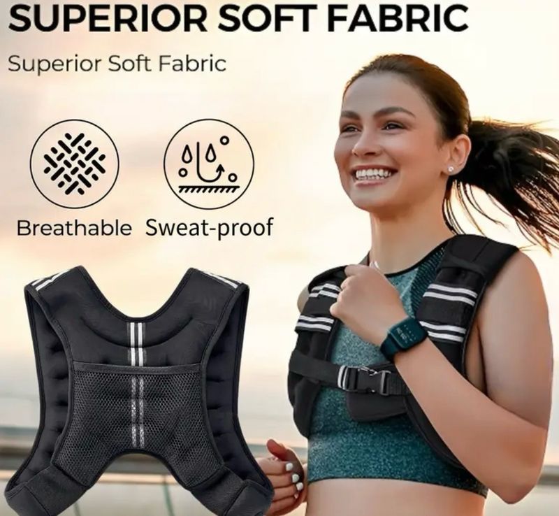 Weight-bearing vest, adjustable for men and women with reflective strips, suitable for training, strength training, running, fitness, muscle gain, weight loss, lifting, one size fits all, 5.4kg Weight-bearing vest, adjustable for men and women with reflective strips, suitable for training, strength training, running, fitness, muscle gain, weight loss, lifting, one size fits all, 5.4kg