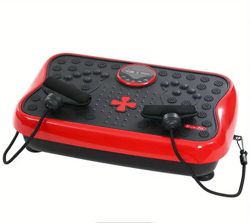 MaggicClean Vibration Machine Platform Vibrator with Resistance Rope Home Gym Red