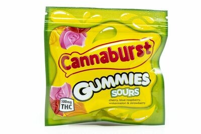 500mg THC Medicated Cannaburst Gummies Sours 500mg THC Medicated Cannaburst Gummies Sours