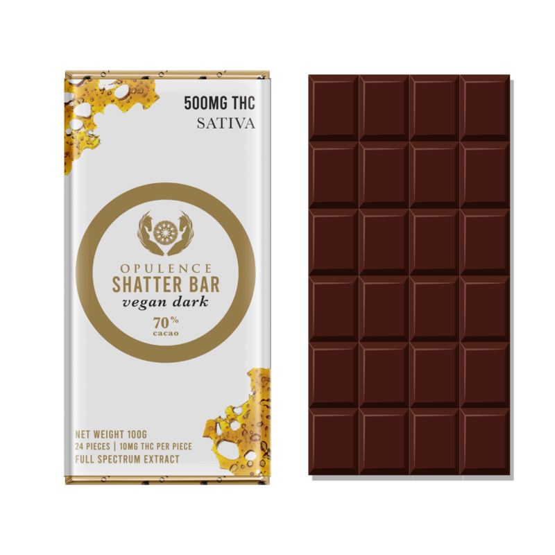 10 X OPULENCE SHATTER BAR - VEGAN DARK 250MG THC (SATIVA)