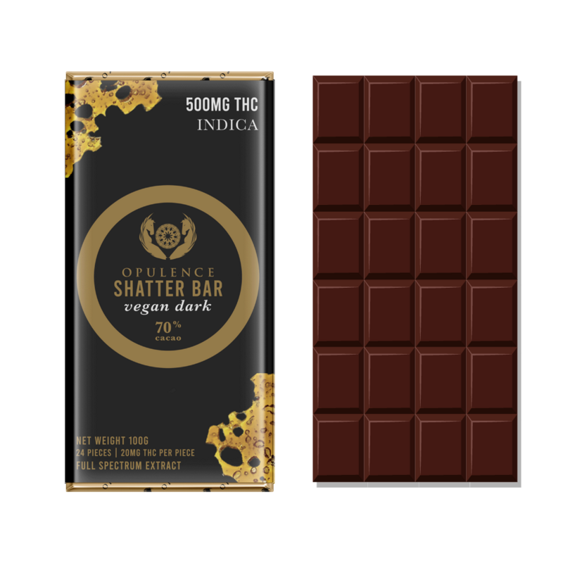 10 x OPULENCE SHATTER BAR - VEGAN DARK 250MG THC (INDICA)