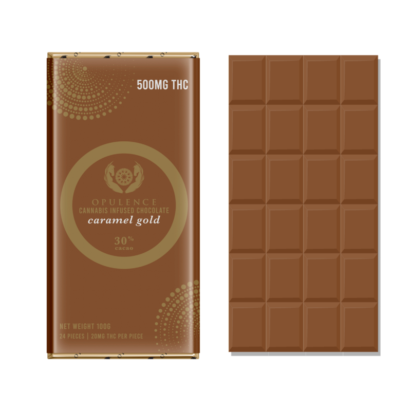 10 X OPULENCE THC BAR - CARAMEL GOLD 500MG THC