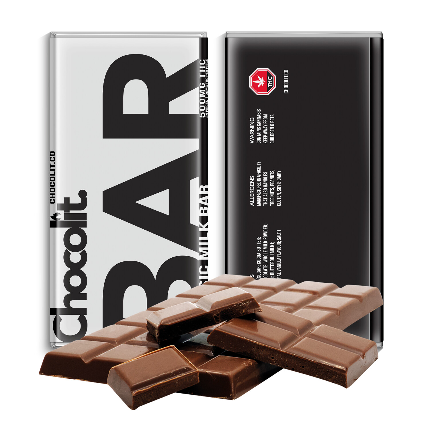 10 X CHOCOLIT- CLASSIC MILK THC BAR 500MG