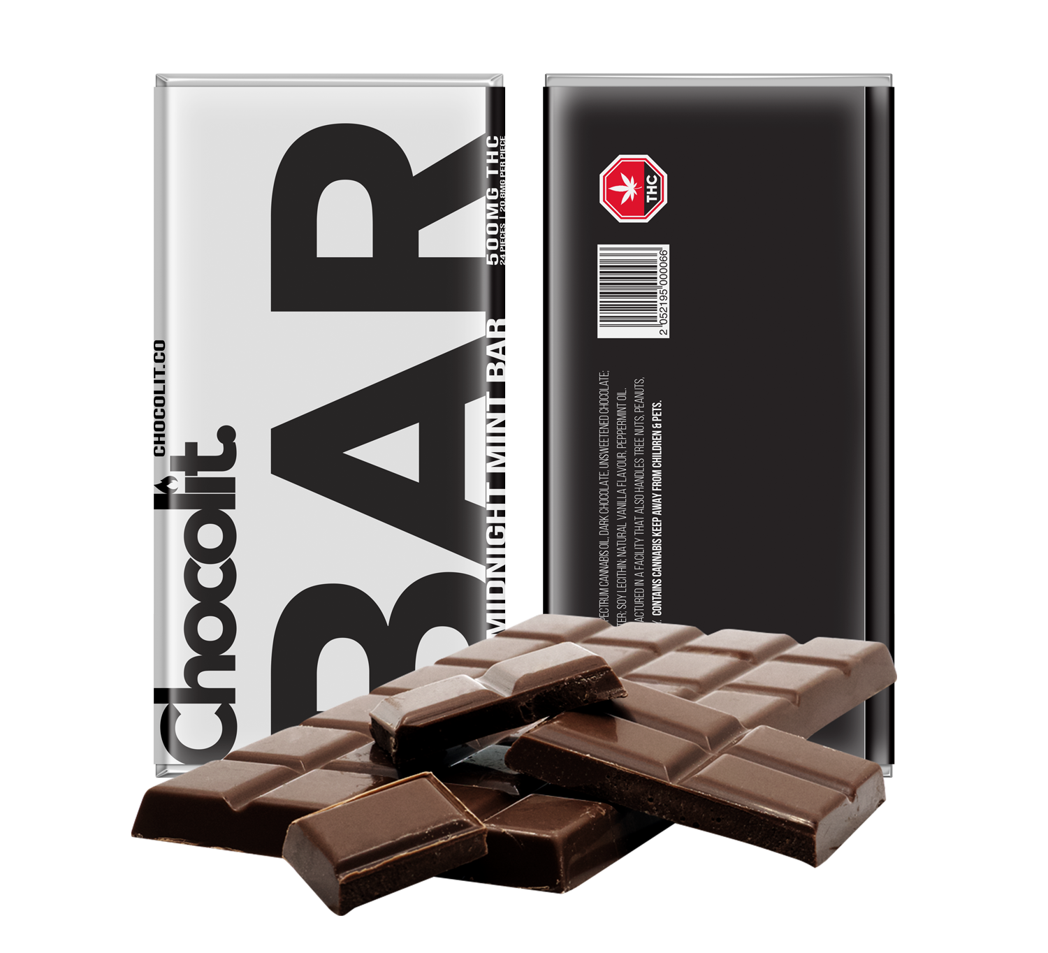 10 X CHOCOLIT- DARK MIDNIGHT MINT THC BAR 500MG