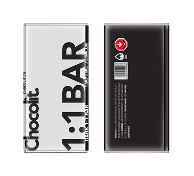 CHOCOLIT - 1:1 DARK CHOCOLATE BAR - 250MG CBD/250MG THC