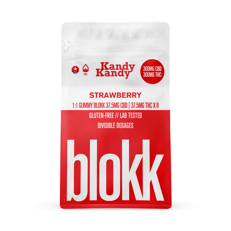 10 X KANDY KANDY - BLOKK - 1:1 -300 MG THC/300 MG CBD - STRAWBERRY