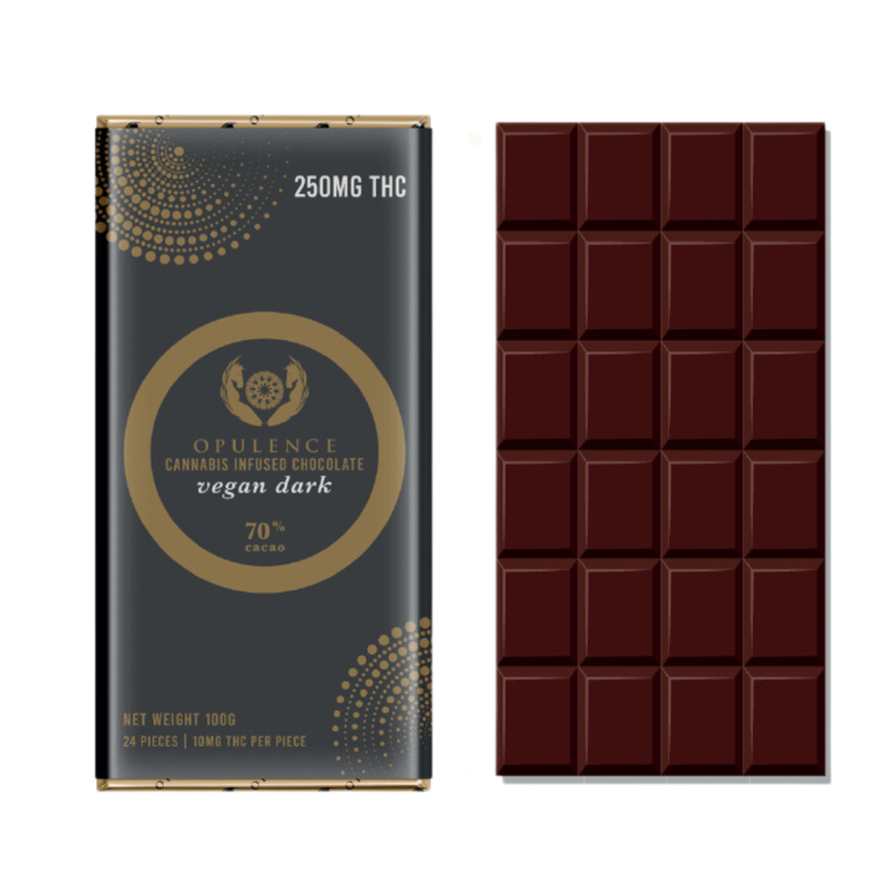 10 X OPULENCE THC BAR - VEGAN DARK 250MG THC