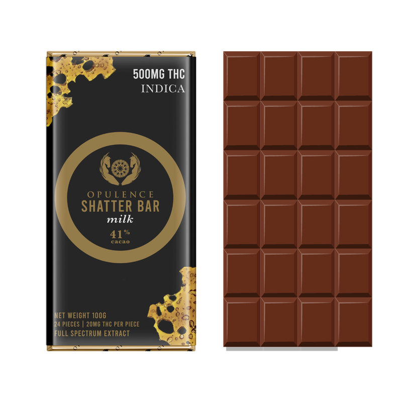 OPULENCE SHATTER BAR - MILK CHOCOLATE 500MG THC (INDICA)