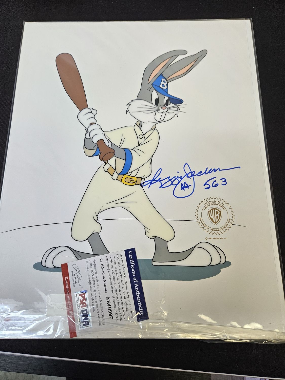 Reggie Jackson signed Bugs Bunny print