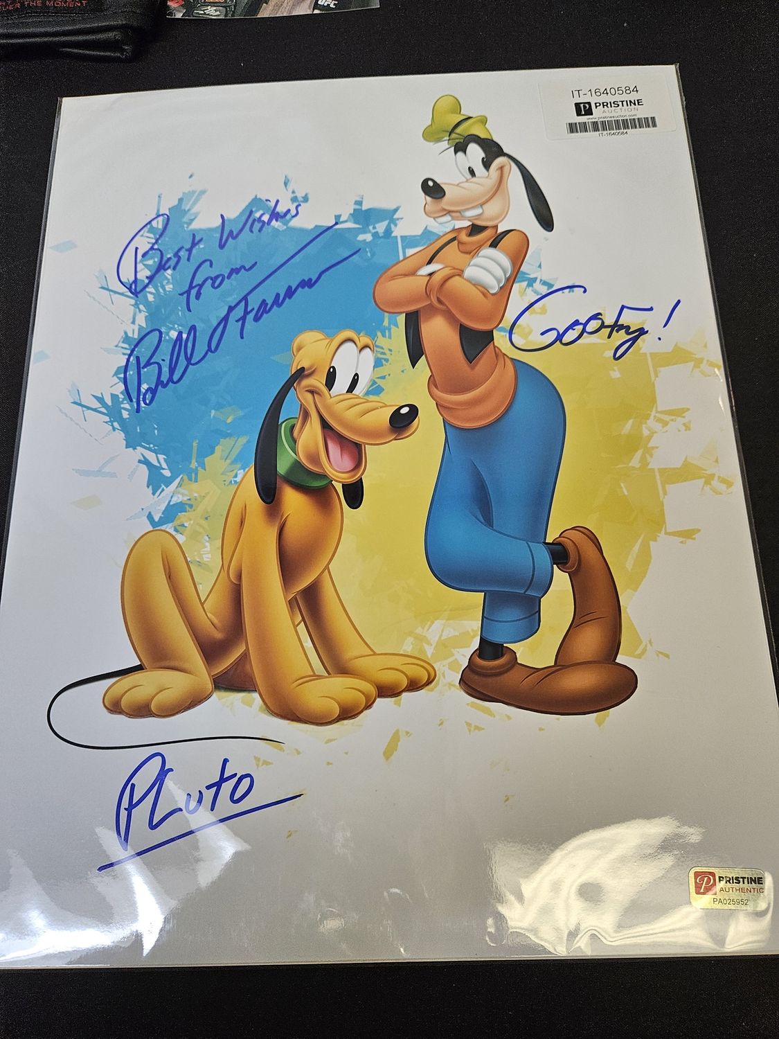 Bill Farmer signed Pluto and Goofy print