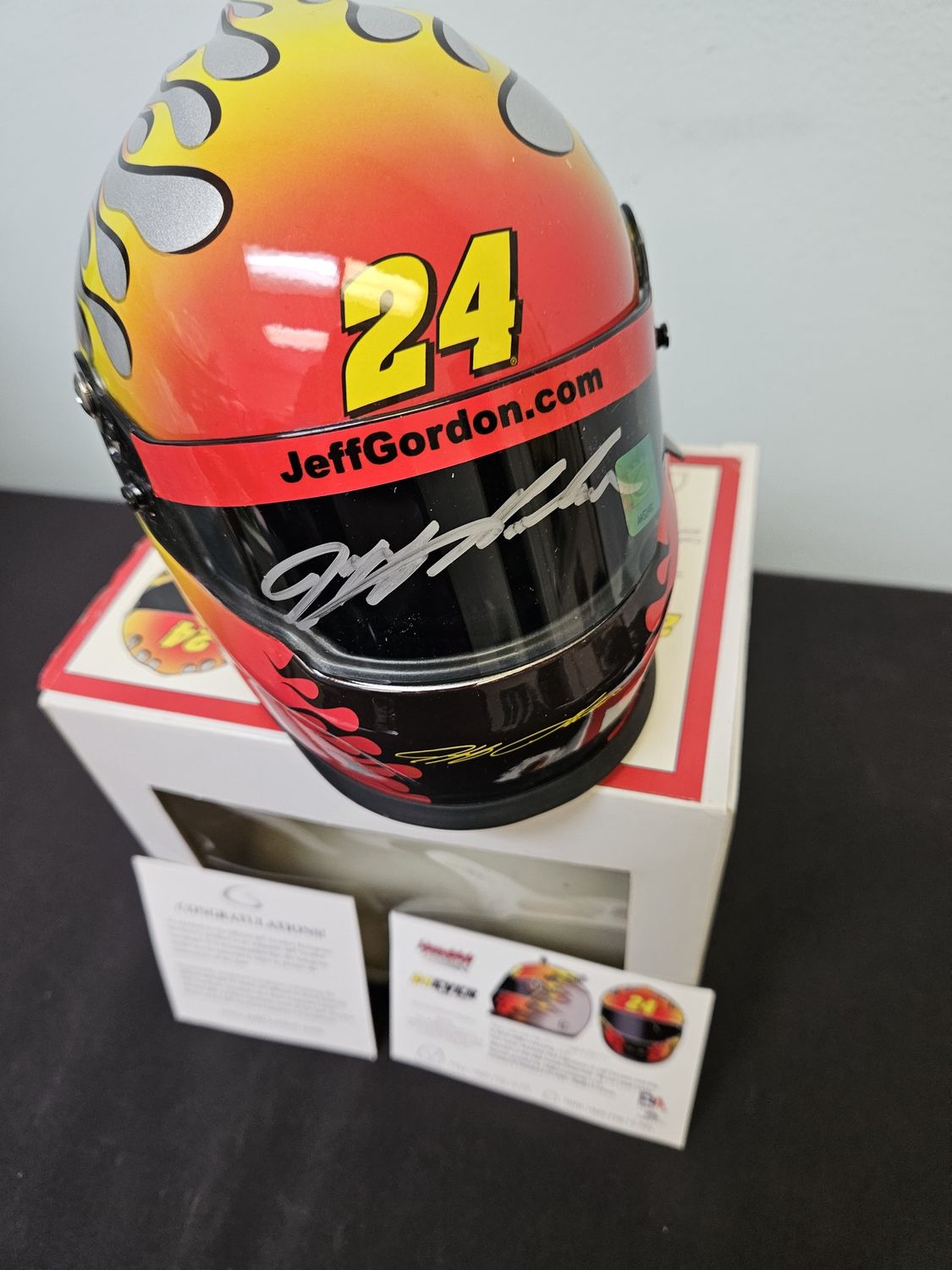 Jeff Gordon signed mini helmet