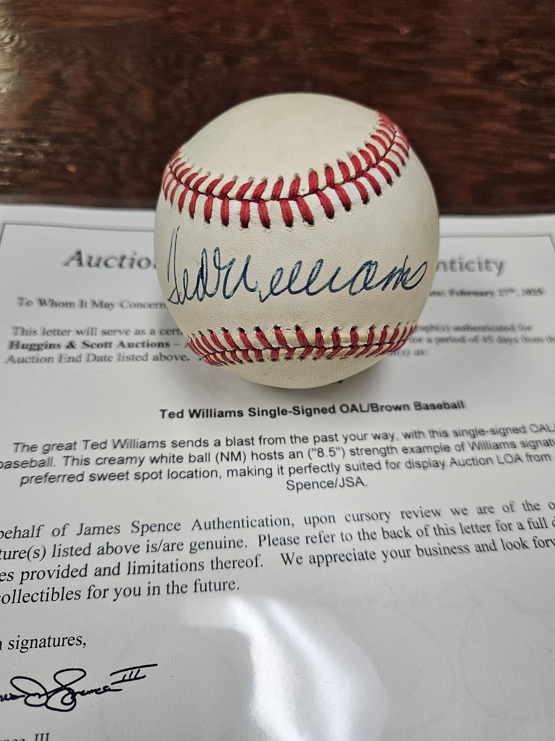 Ted Williams Autographed Baseball