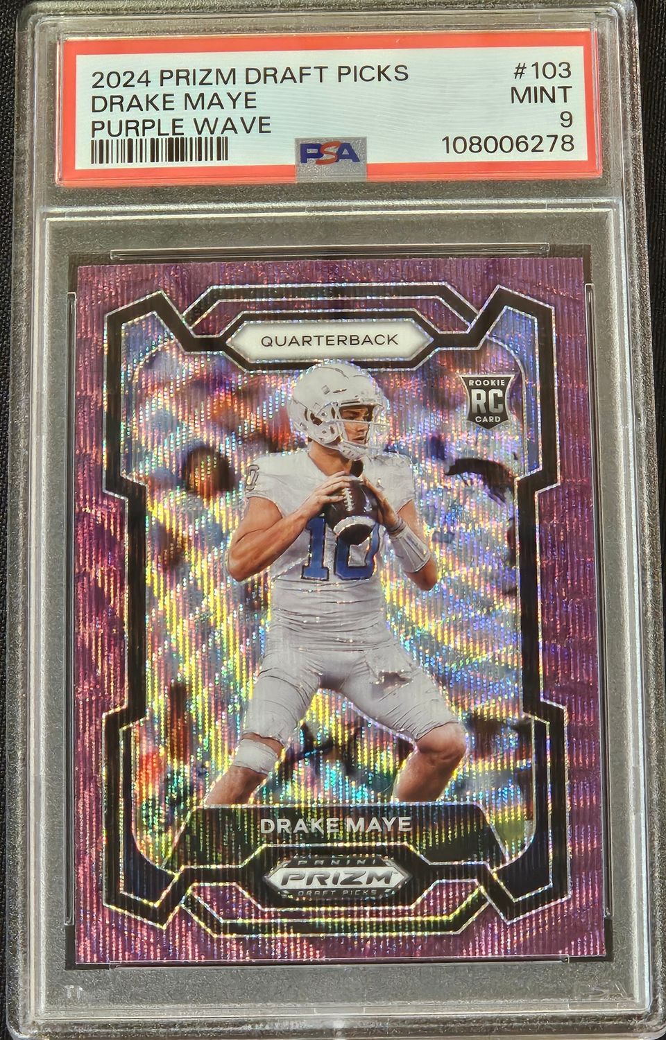 2024 Prizm Draft Purple Wave Drake Maye PSA 9