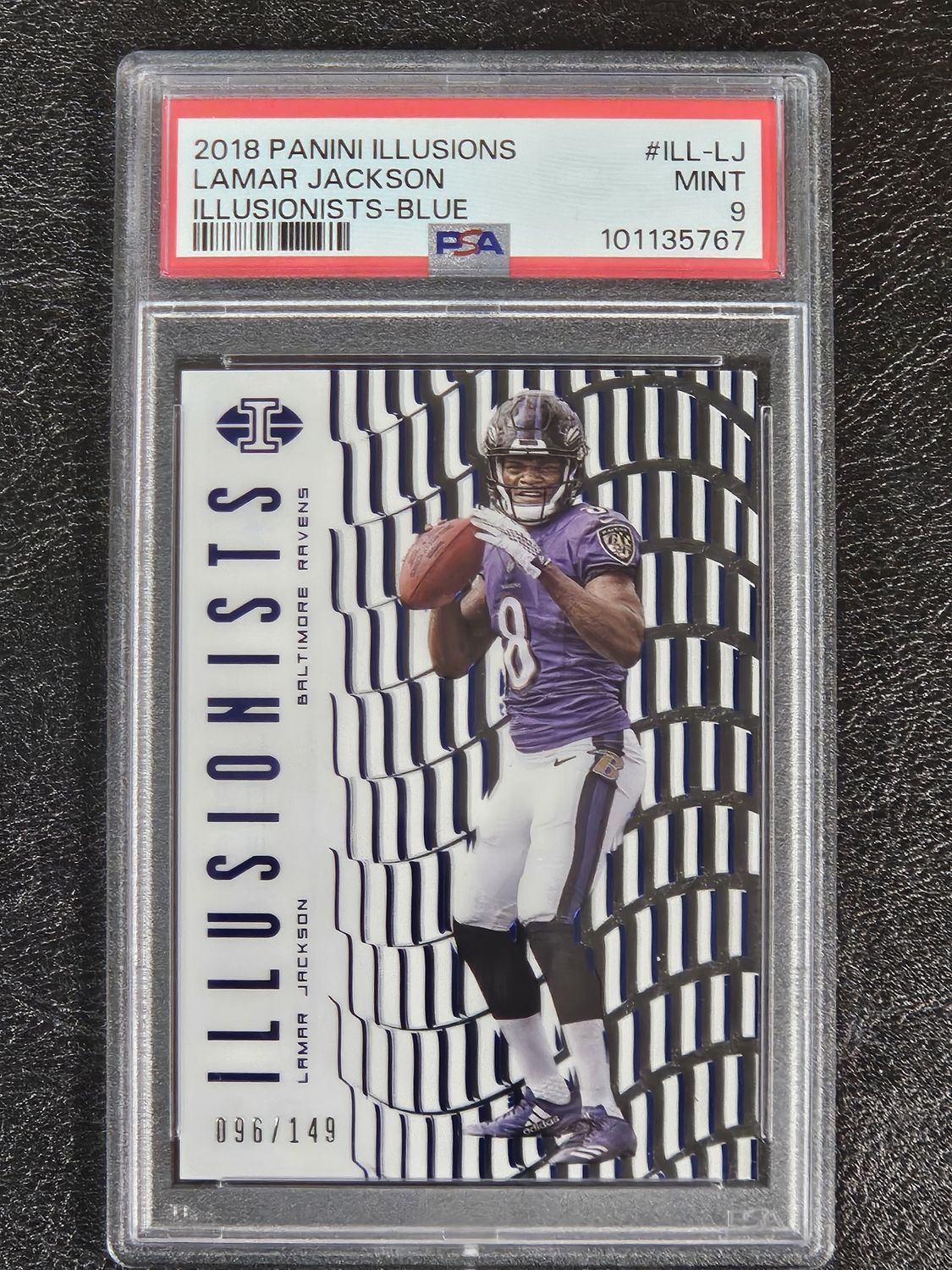 2018 Illusions Illusionist Blue Lamar Jackson PSA 9