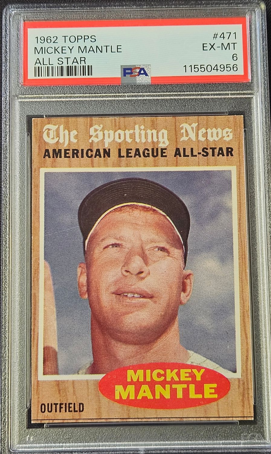 1962 Topps #471 Mickey Mantle AS PSA 6