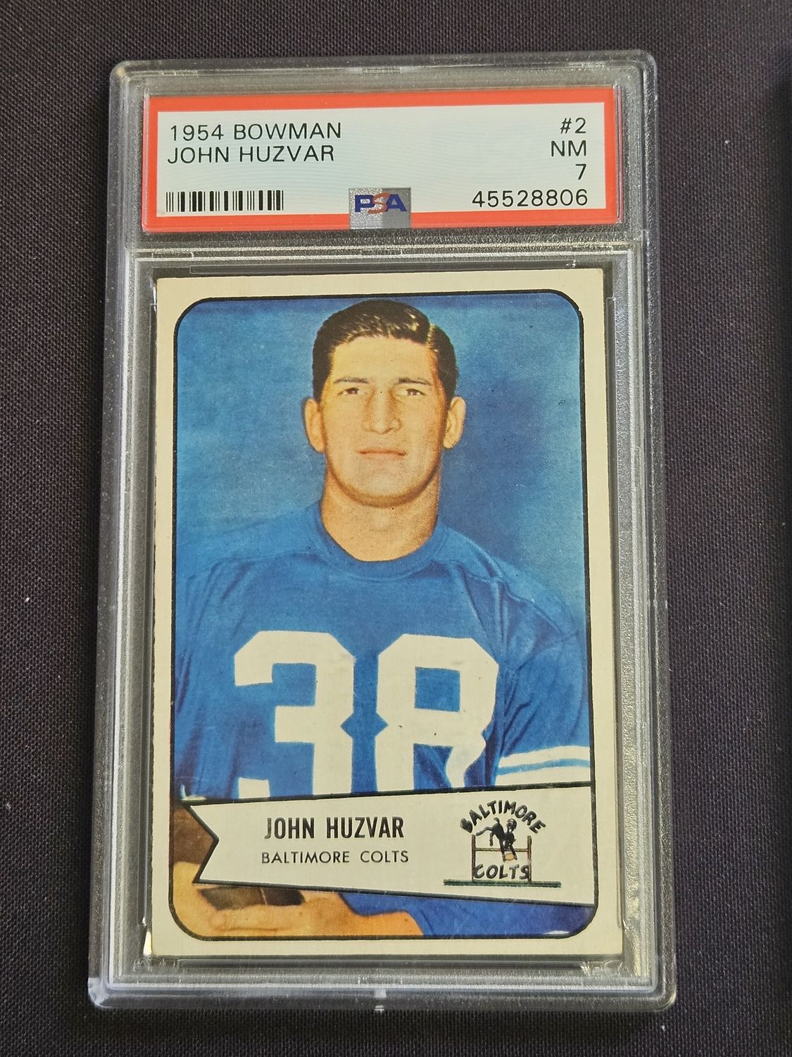 1954 Bowman #2 John Huzvar PSA 7