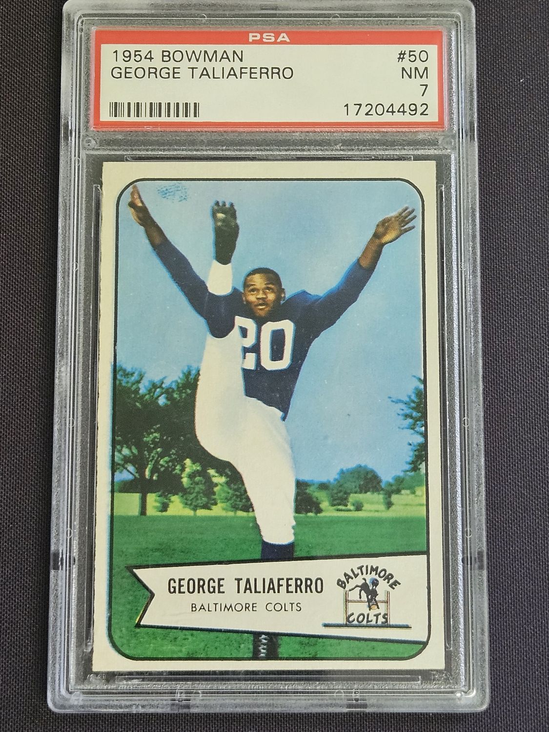 1954 Bowman #50 George Taliaferro PSA 7