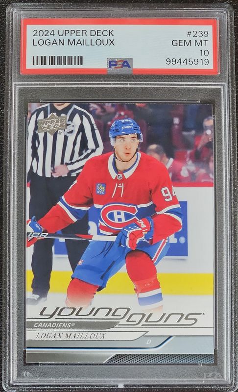 2024 Upper Deck Logan Mailloux Young Guns PSA 10