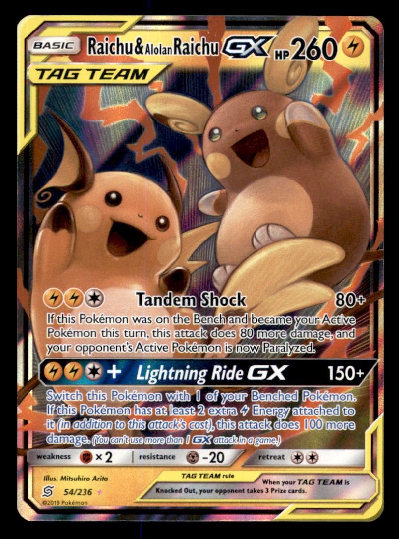 Raichu &amp; Alolan Raichu GX 54/236 NM/MT