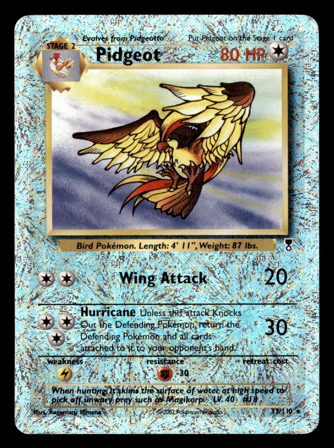 2002 Pidgeot Rev Holo 33/110 Legendary LP
