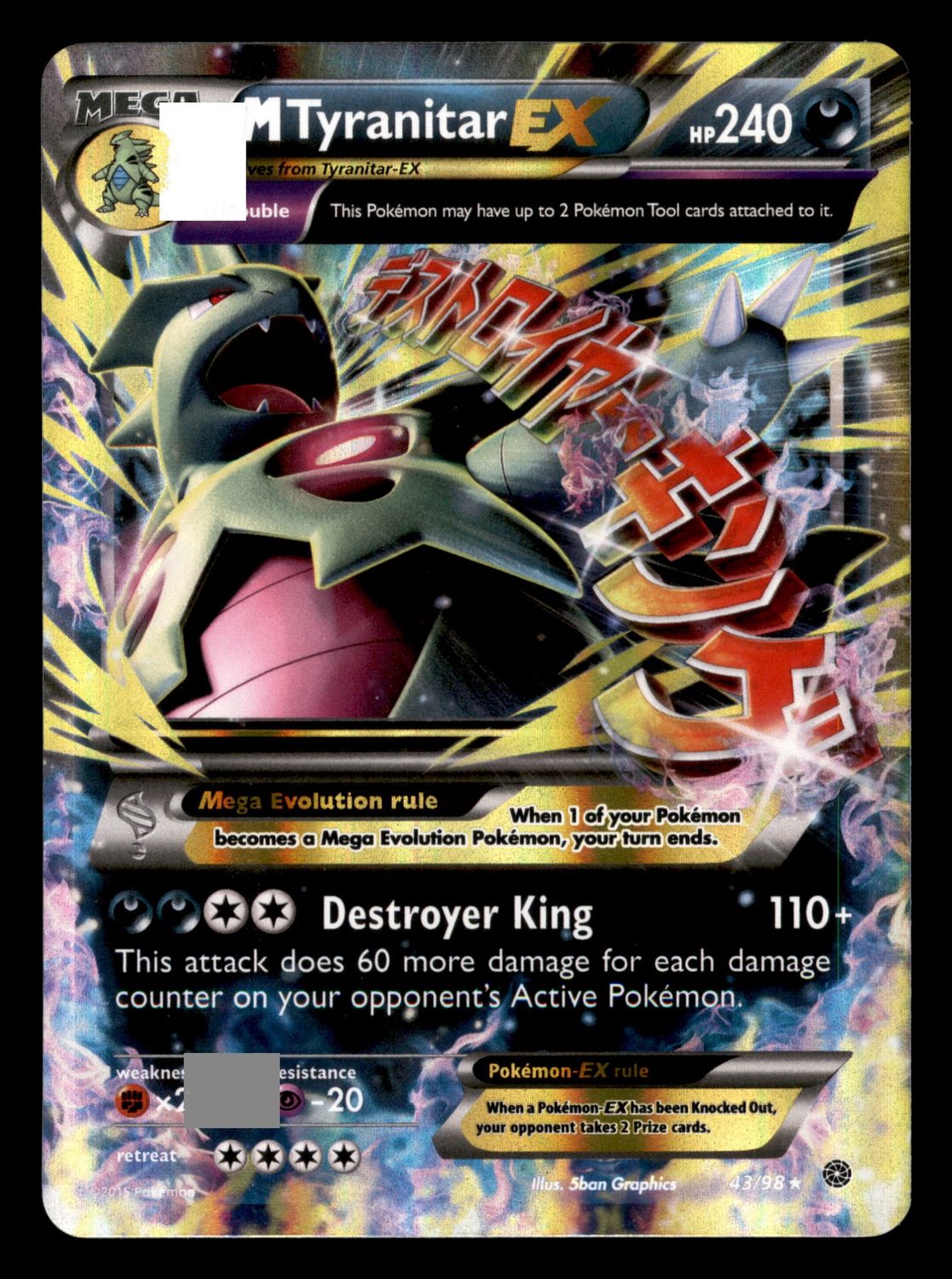 2015 Mega Tyranitar EX 43/98  Ancient Origins NM