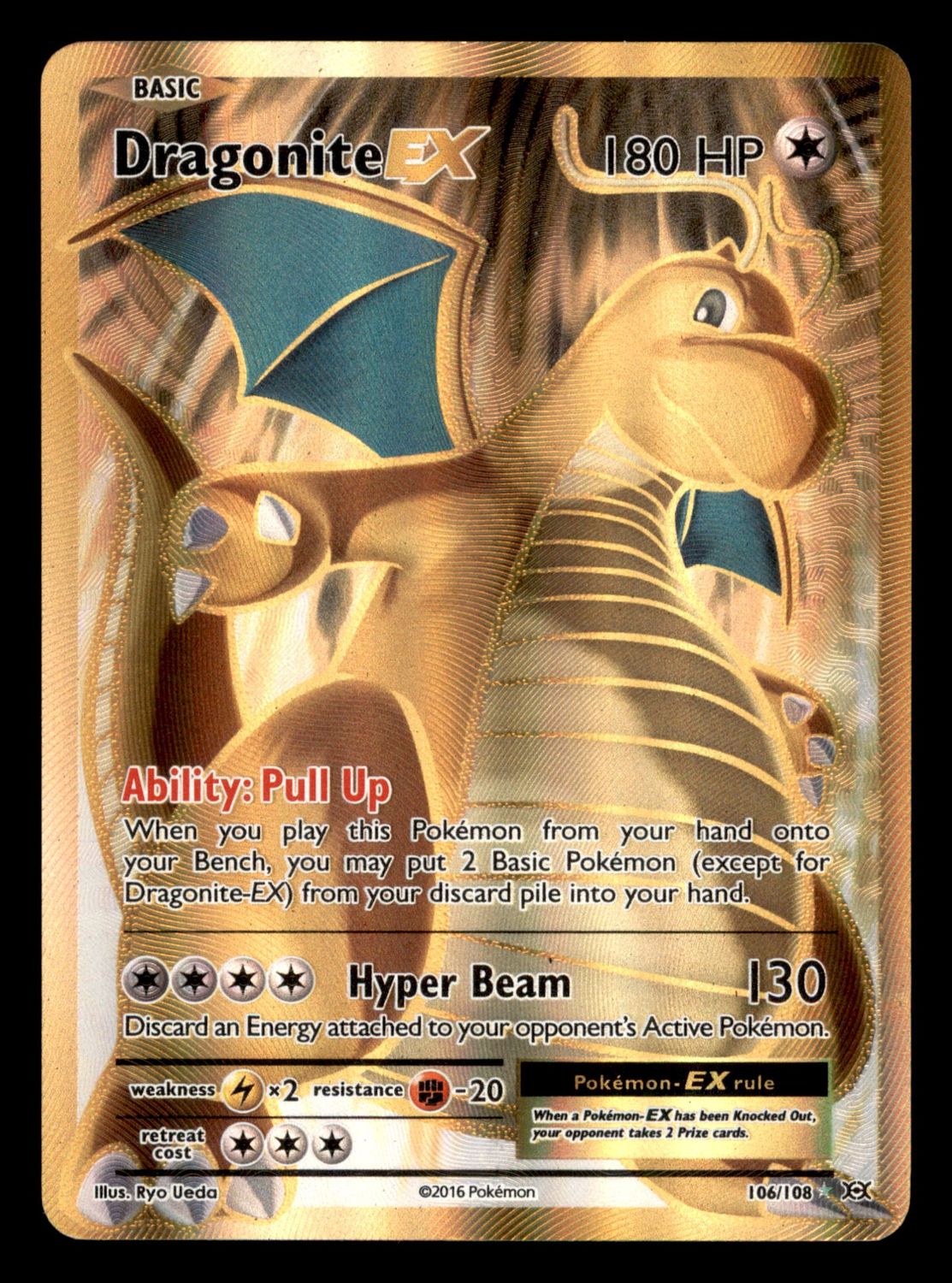 2016 Dragonite EX 106/108 Evolutions Holo NM