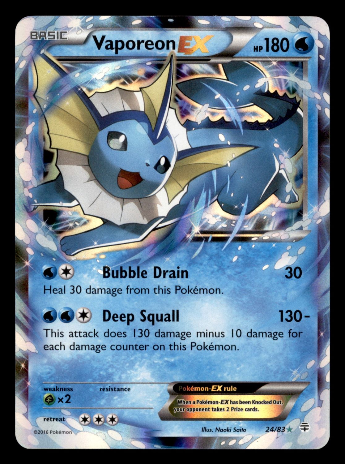 2016 Vaporeon EX 24/83 XY Generations LP