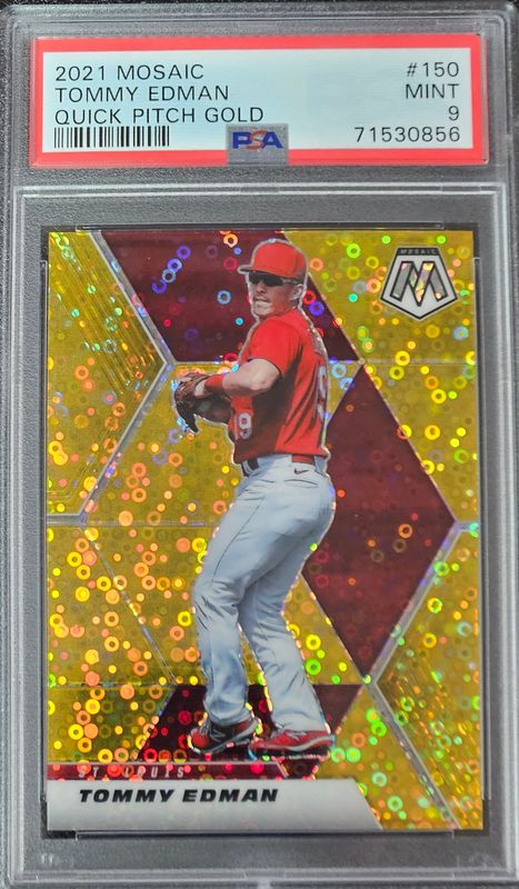 2021 Mosaic #150 Tommy Edman 01/10 Quick Pitch Gold PSA 9