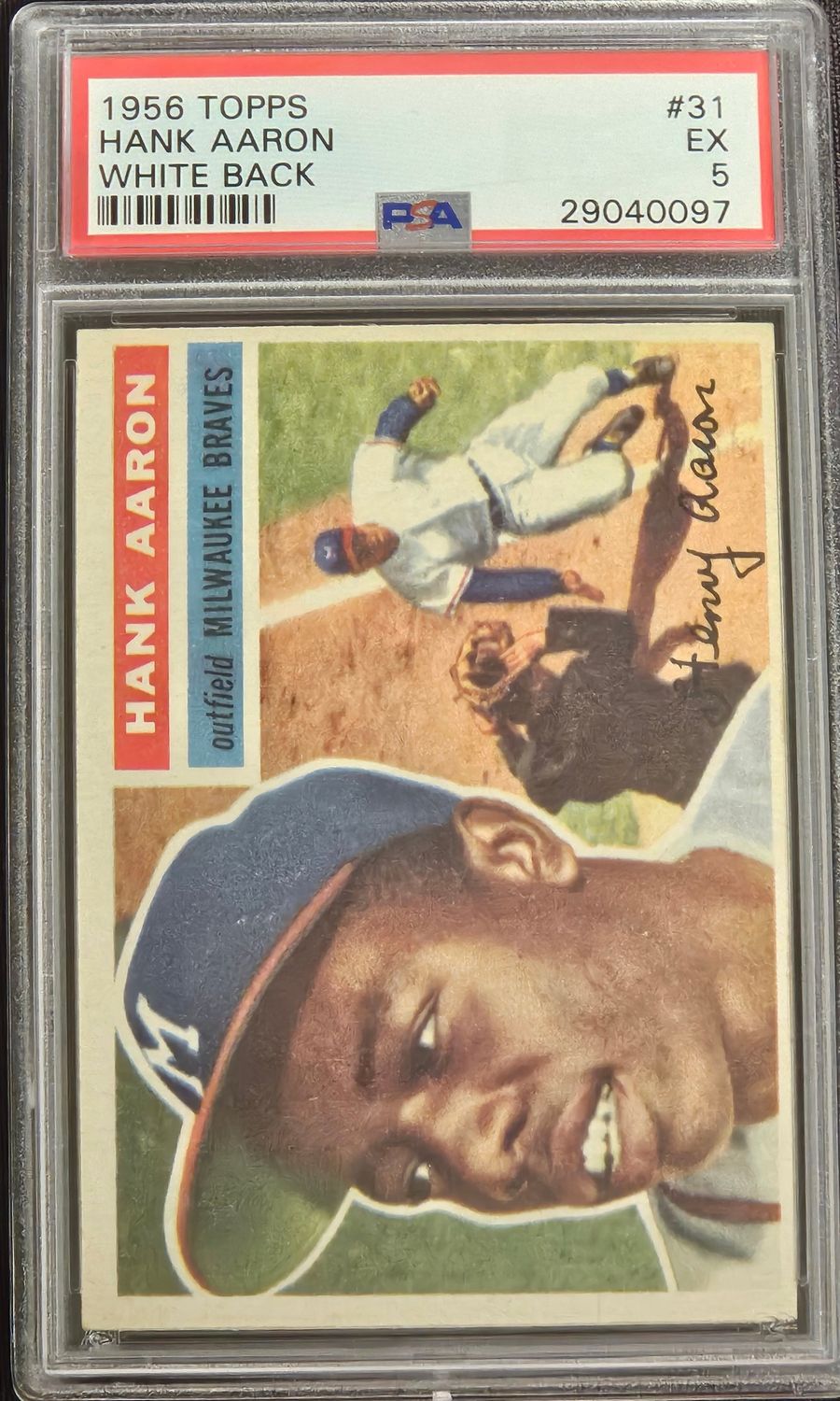 1956 Topps #31 Hank Aaron White Back PSA 5
