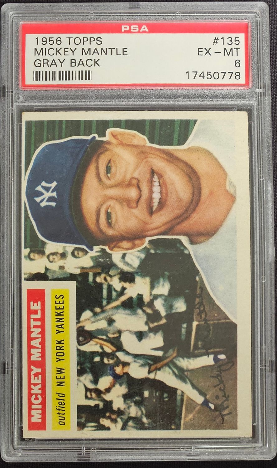 1956 Topps #135 Mickey Mantle Gray Back PSA 6