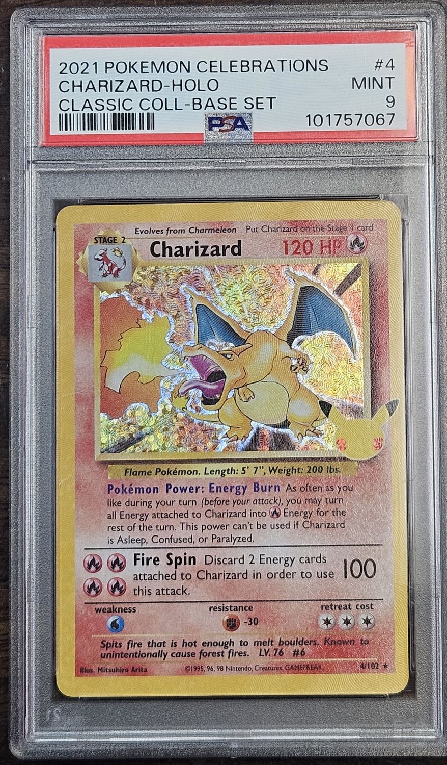 Pokemon Celebrations Charizard Base Set PSA 9