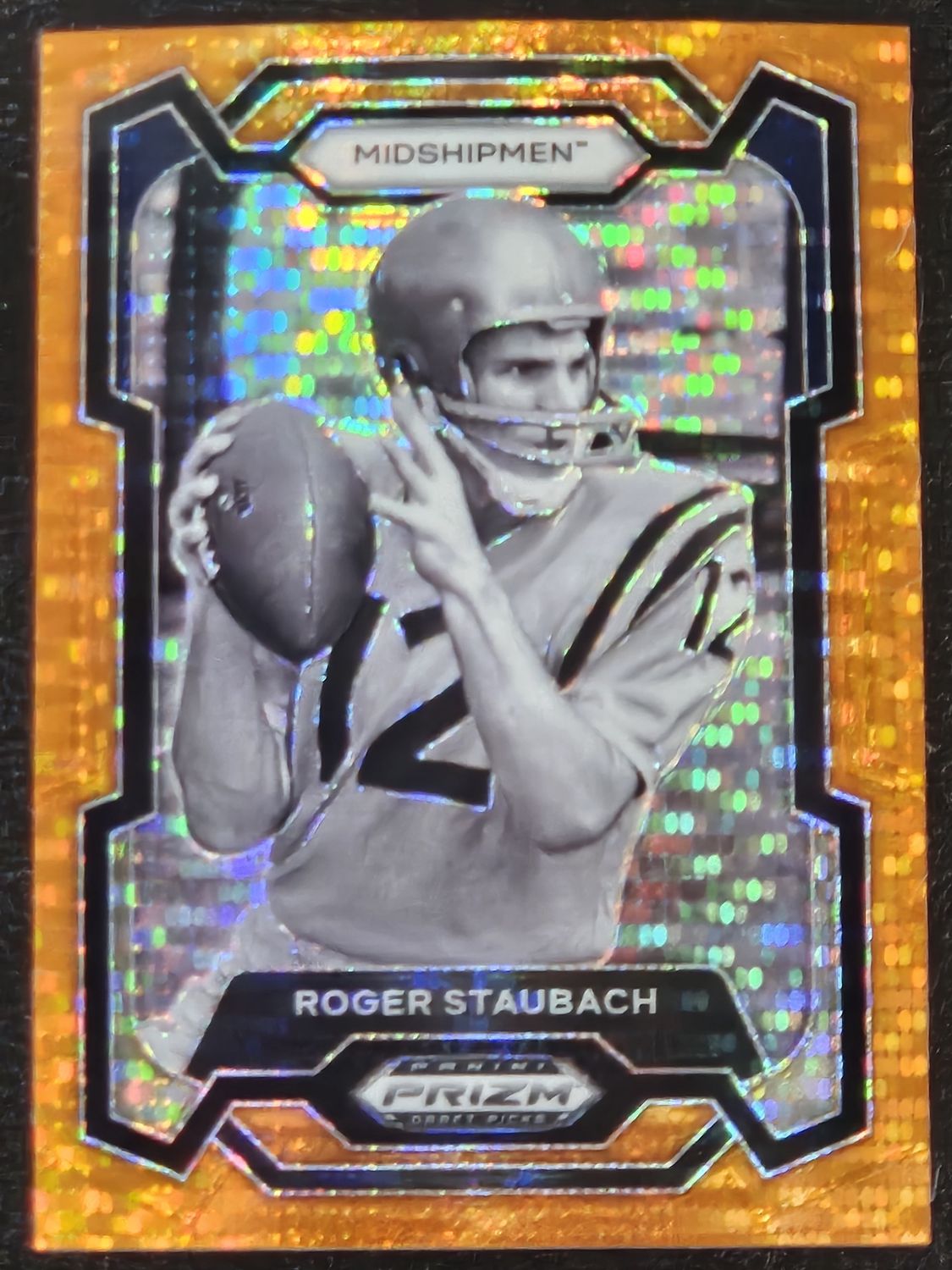 2024 Prizm Draft Roger Staubach Orange Pulsar /49