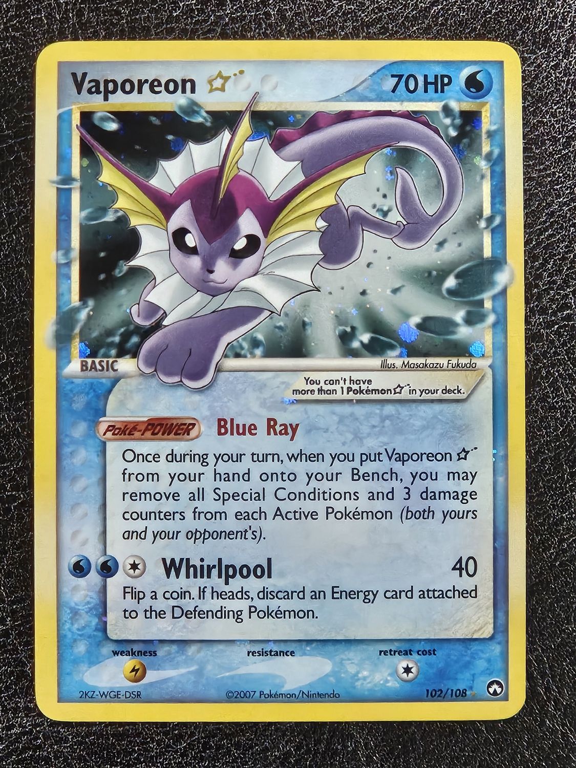 Vaporeon Gold Star 102/108 EX Power Keepers MP