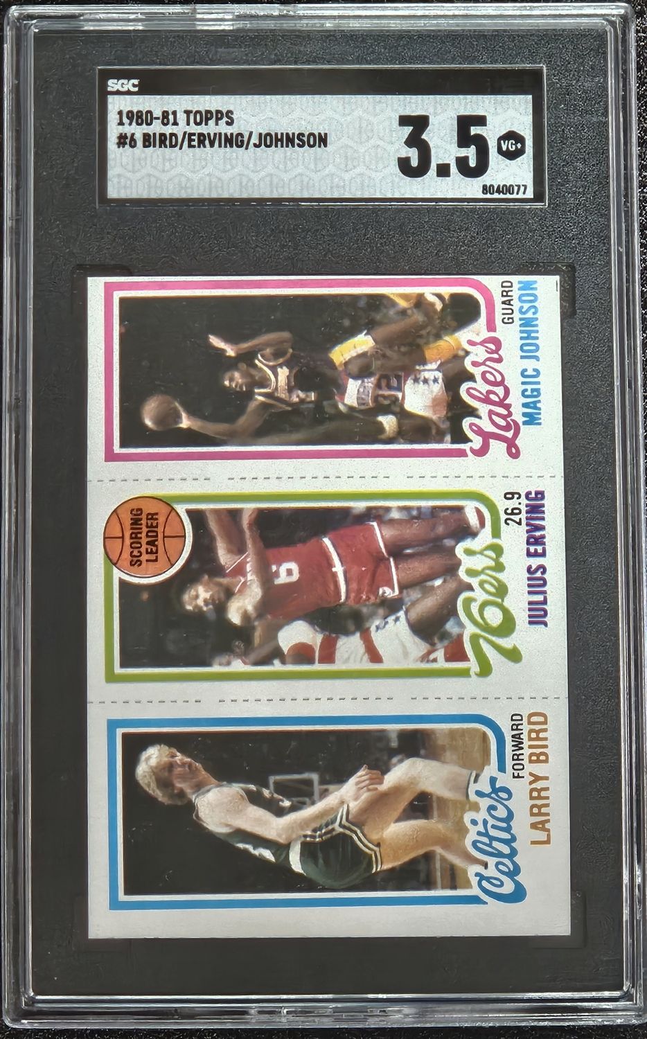1980 Topps Bird, Magic, Erving SGC 3.5