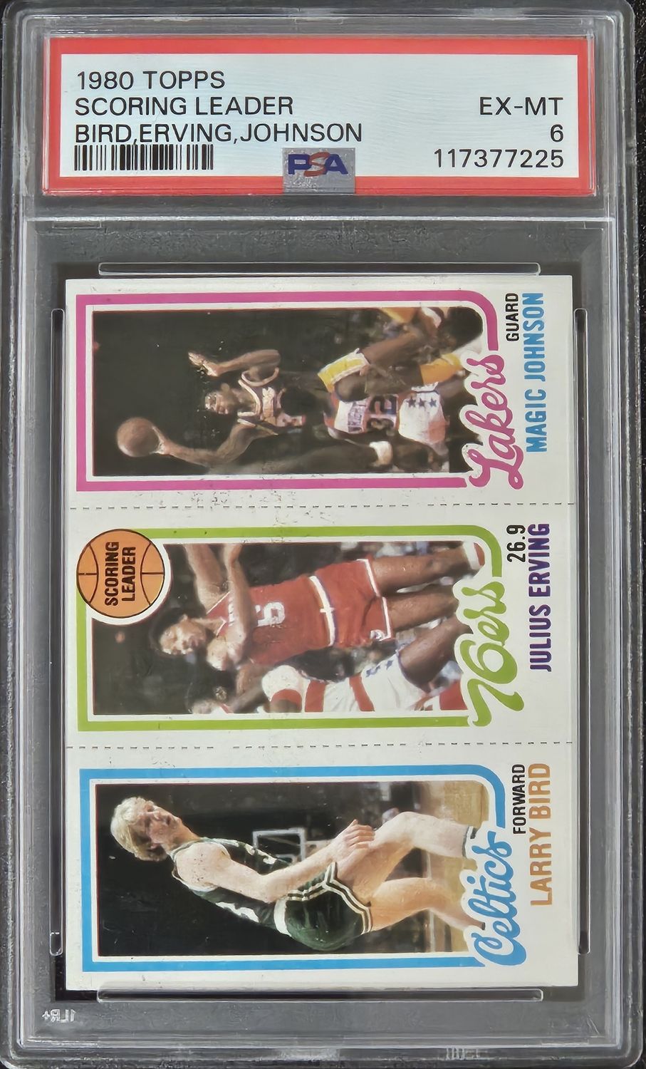 1980 Topps Bird/Magic/Erving PSA 6