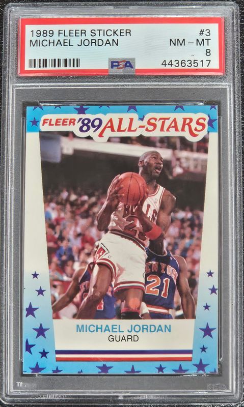 1989 Fleer Sticker #3 Michael Jordan PSA 8