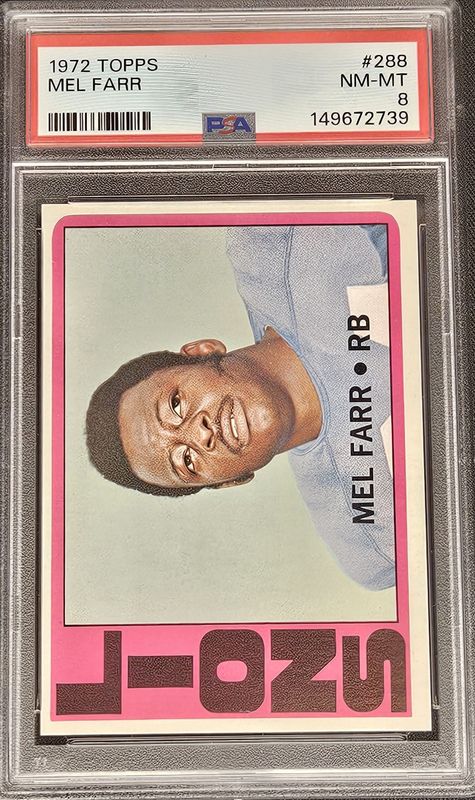 1972 Topps #288 Mel Farr PSA 8 NM/MT