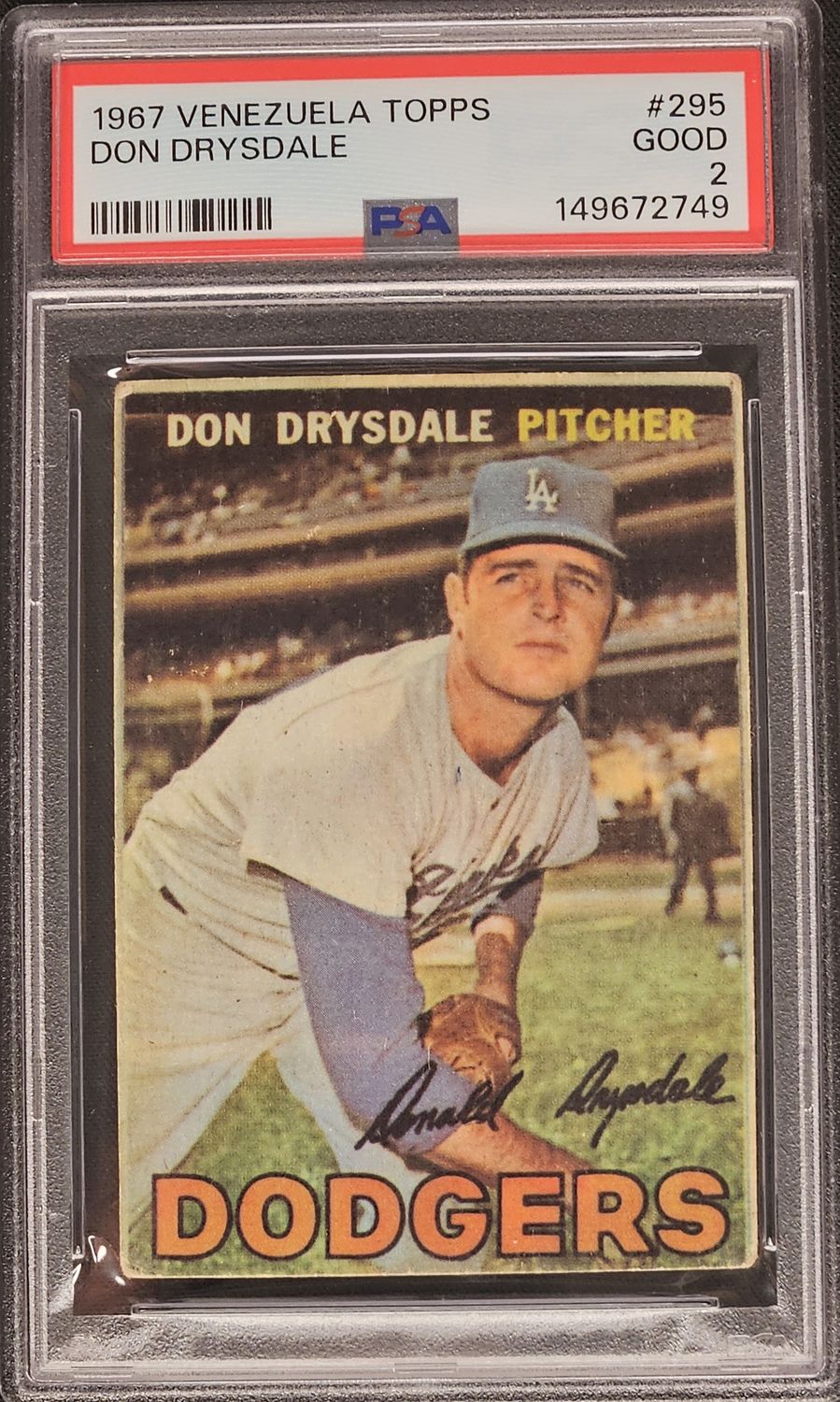 1967 Venezueal Topps #295 Don Drysdale PSA 2