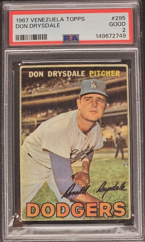 1967 Venezueal Topps #295 Don Drysdale PSA 2