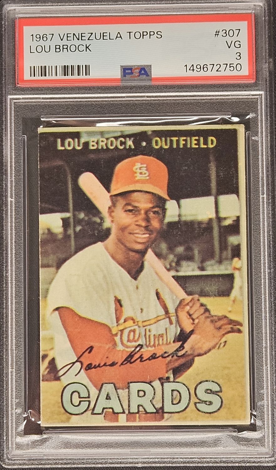 1967 Venezuela Topps #307 Lou Brock PSA 3