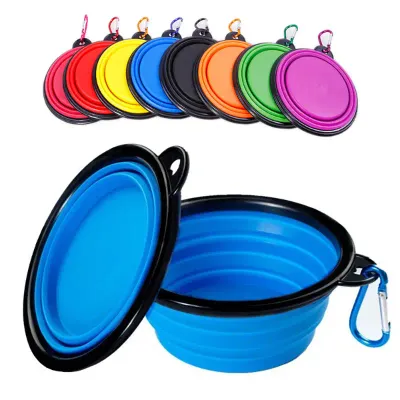 Portable Foldable Pet Bowl Collapsible Silicon Food Water Feeder 350ml