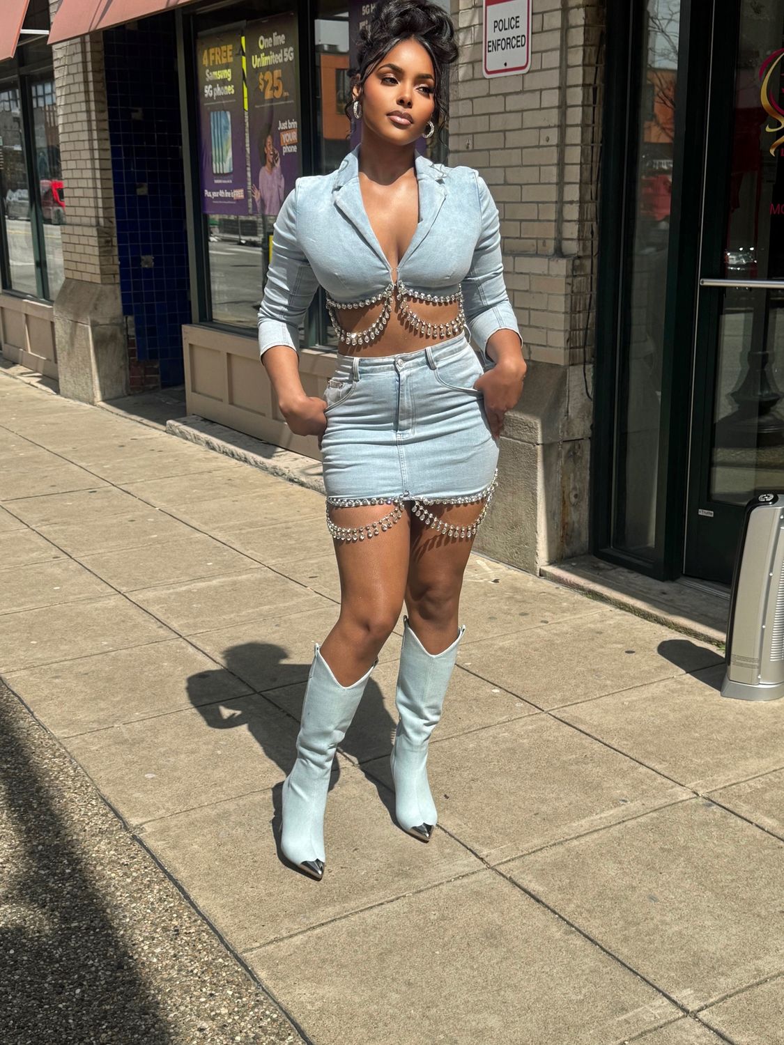 Diamond Drip Denim Set