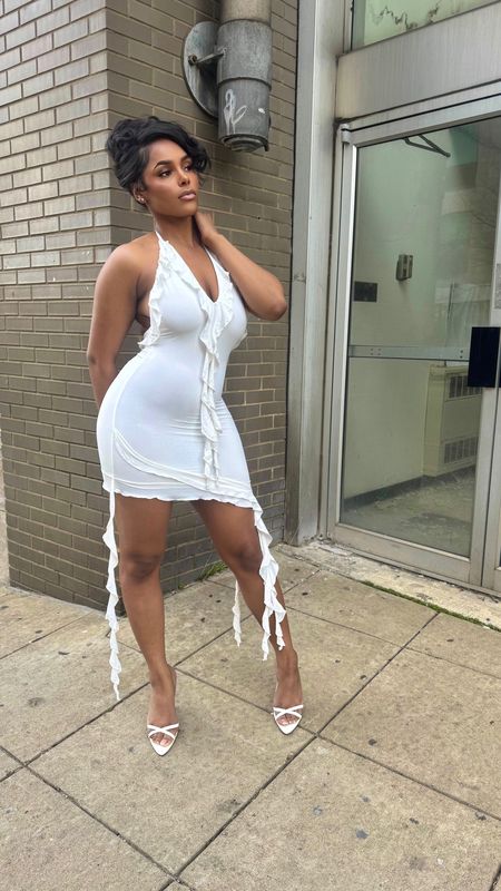 Y2K RB Lace-Up White Dress