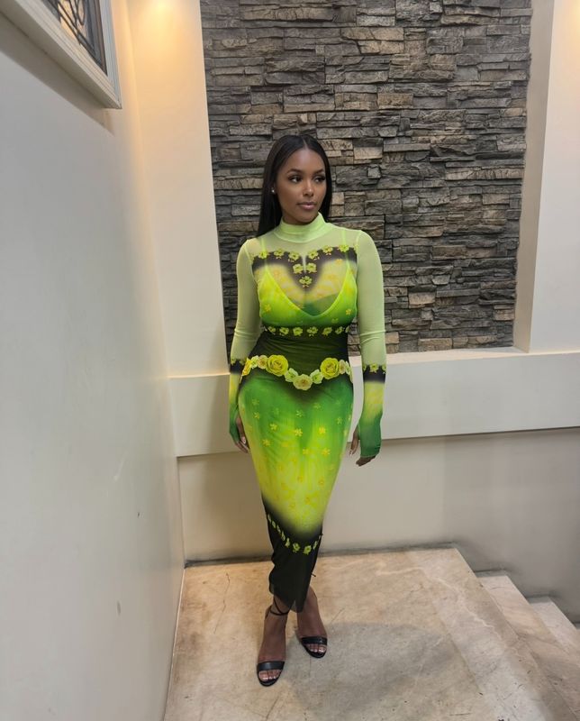 Lime Bloom Midi Dress