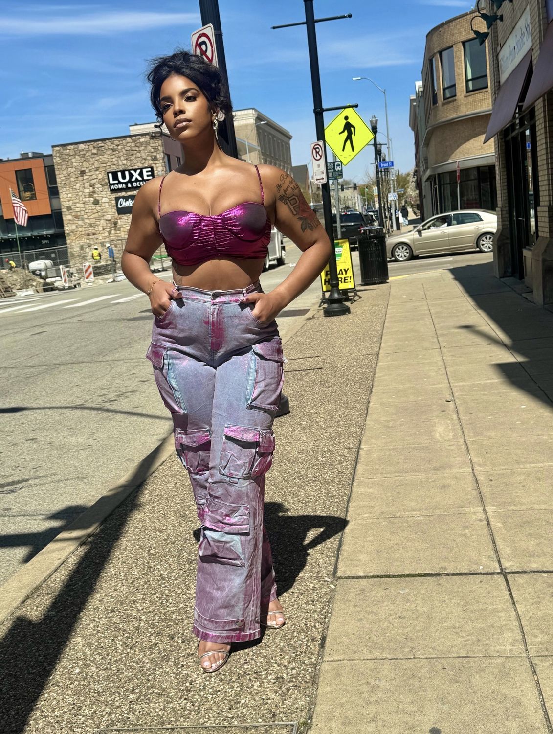  Metallic Brat Cargo Jeans