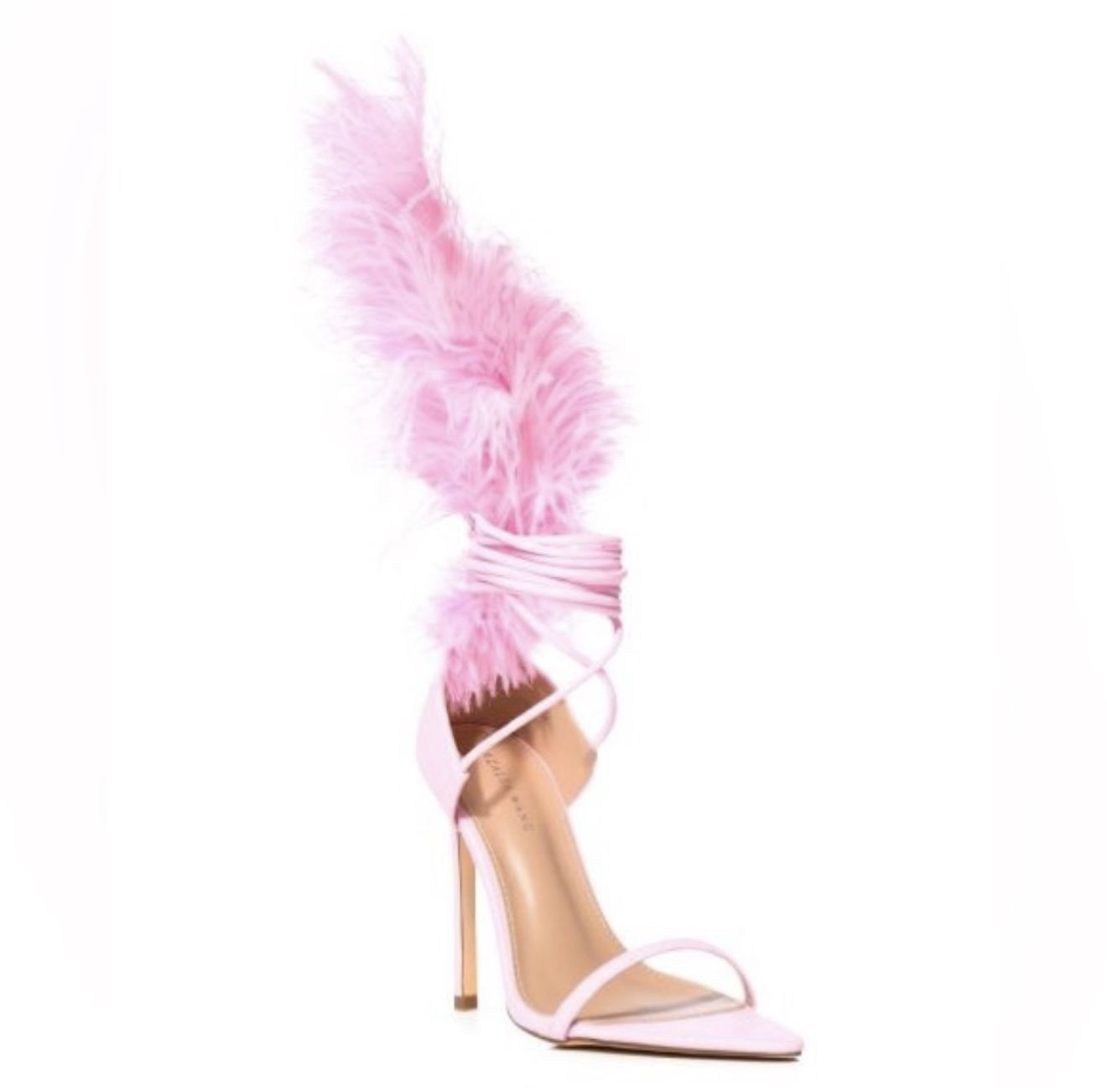 Pink Fantasy” Feather Wrap Heels