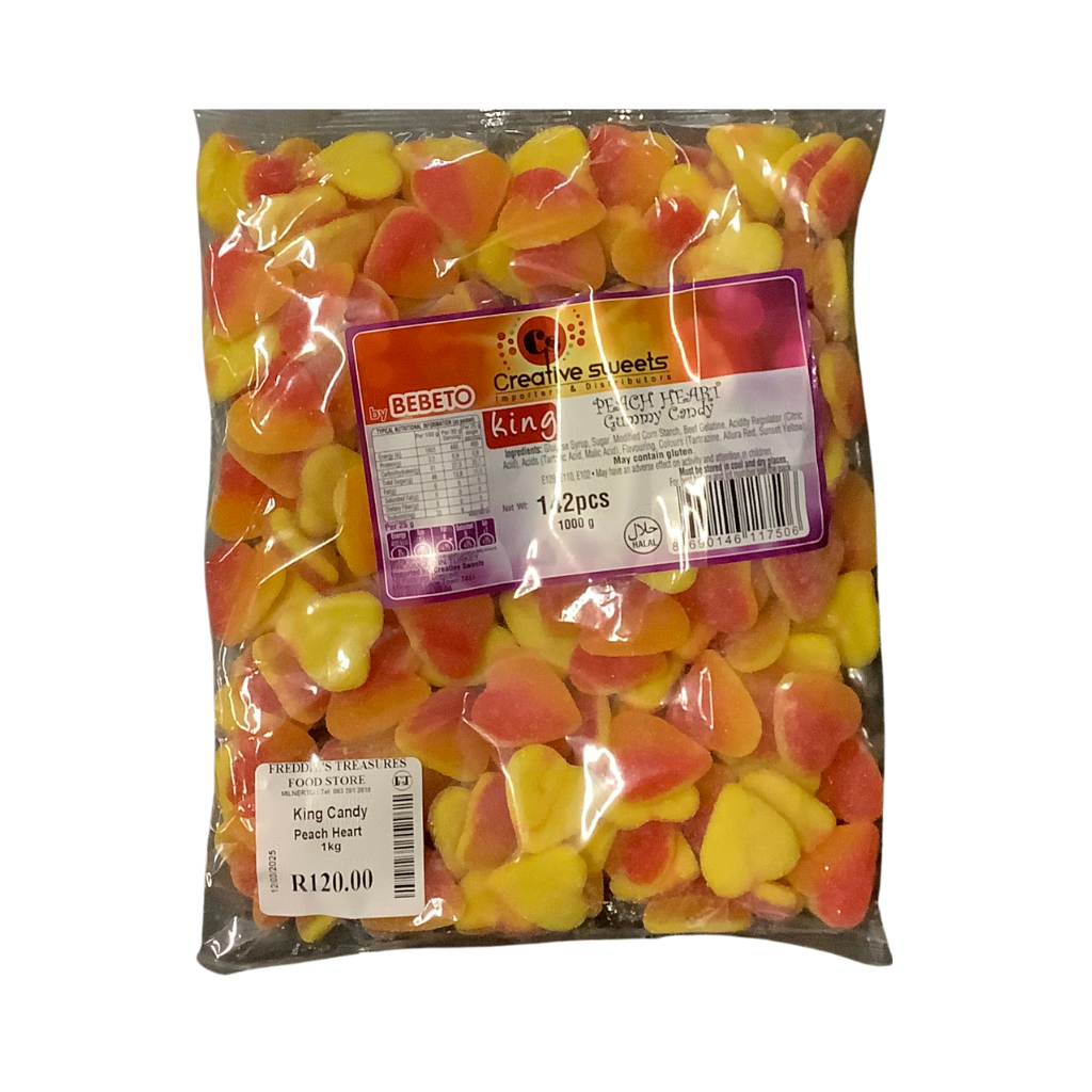 King Candy Peach Hearts Gummy Candy 1kg